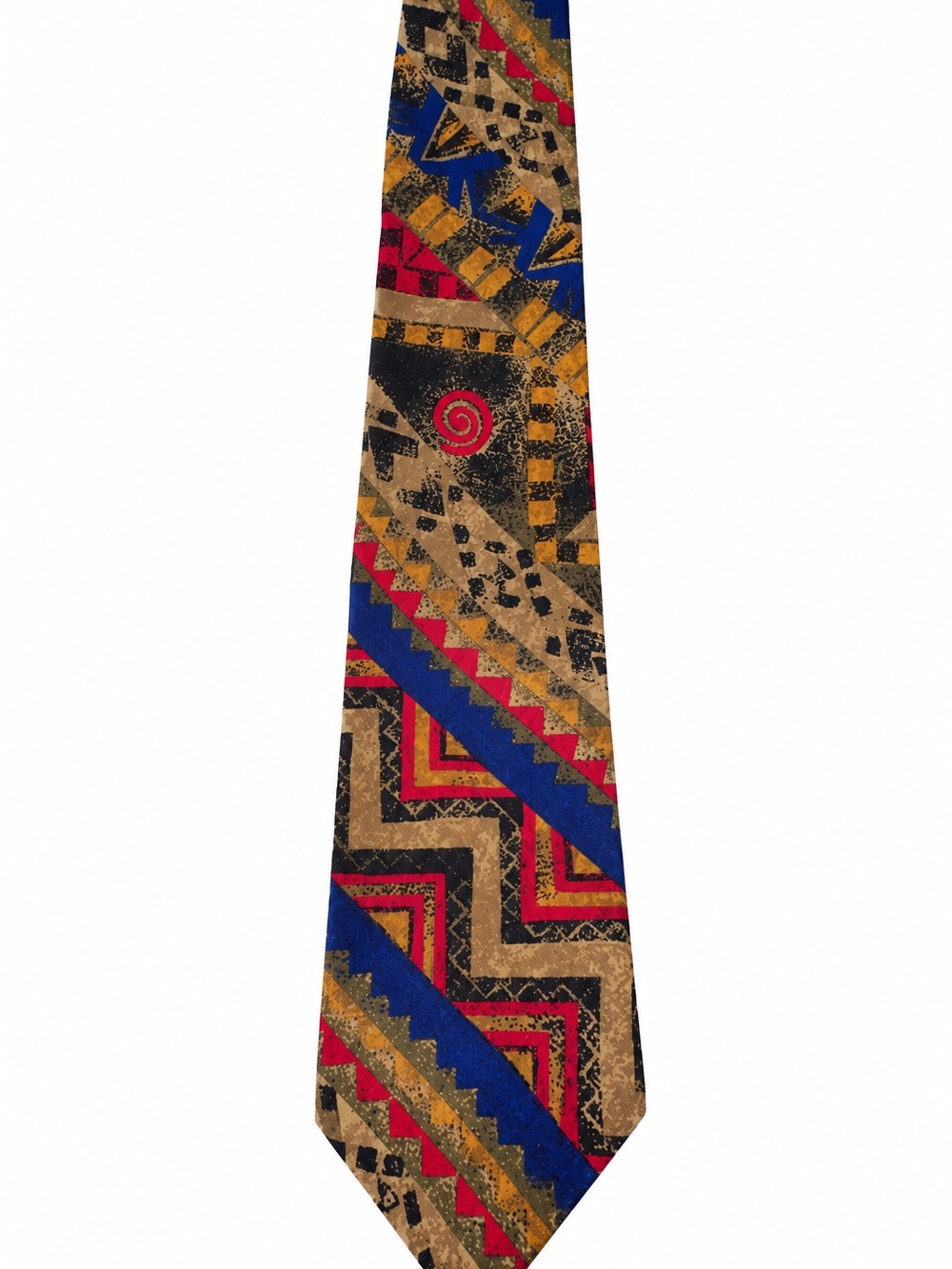 Dior Multicolor Geometric Silk Tie in Blue, Red, Black, and Tan